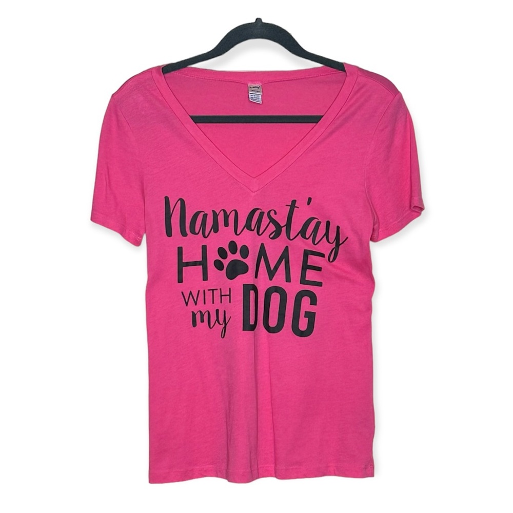 Kavio-“Namastay Home with my Dog”-Pink Tee-GUC-Sz Small